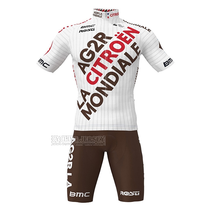 2022 Cycling Jersey Ag2r La Mondiale White Short Sleeve and Bib Short